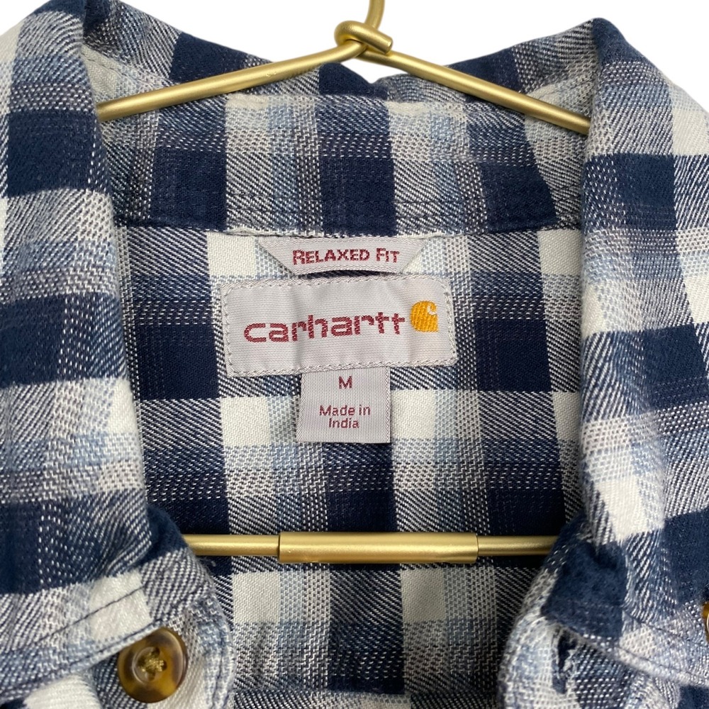 Carhartt Flannel Shirt Relaxed Fit Button Up Plaid Workwear Casual Mens M WP456 - Picture 3 of 7